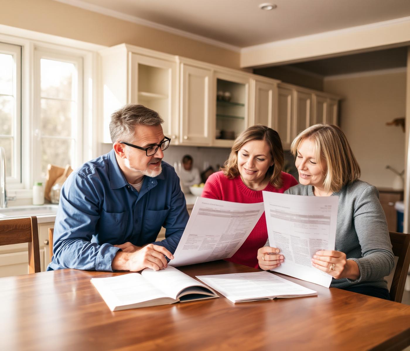 Inspector reviewing a mold report with homeowners